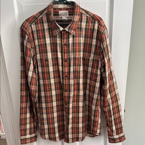 J. Crew Red and Gold Casual Button Down Flannel Shirt